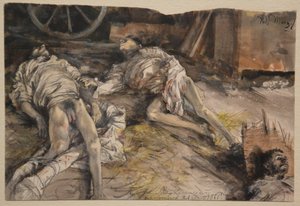 Three Fallen Soldiers in a Barn by Adolph Menzel